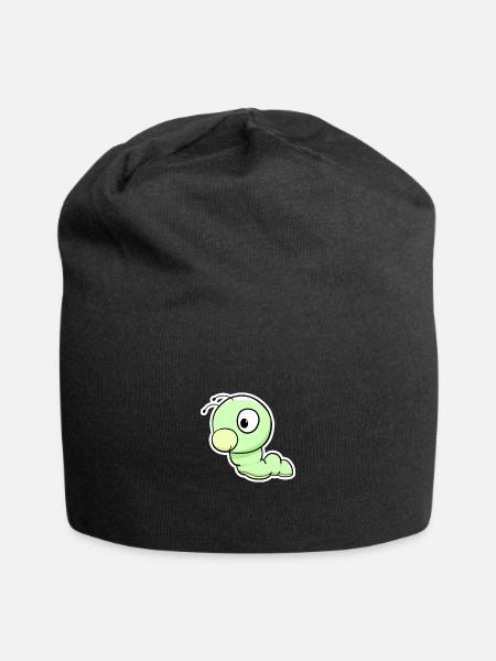 Grüner Wurm Cartoon - Jersey-Beanie - Schwarz