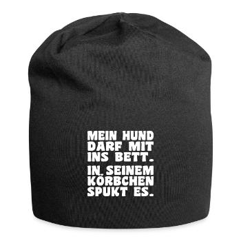 lustiges Hunde Spruch Geschenk Hund Vierbeiner dog - Jersey-Beanie - Schwarz - Vorne