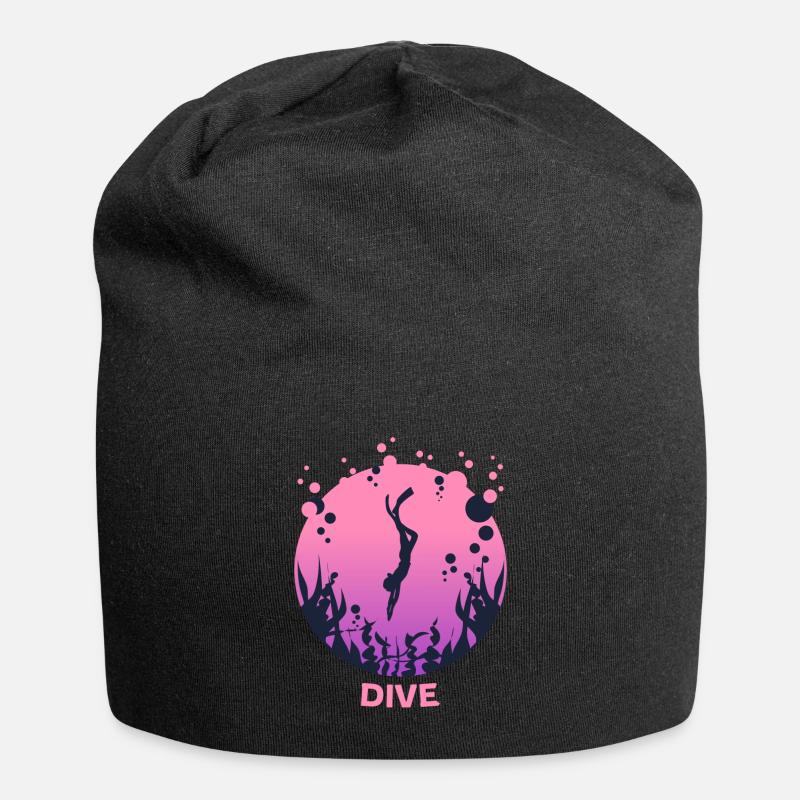 Tauchen Schnorcheln Diving Damen Tauchermotiv - Jersey-Beanie - Schwarz