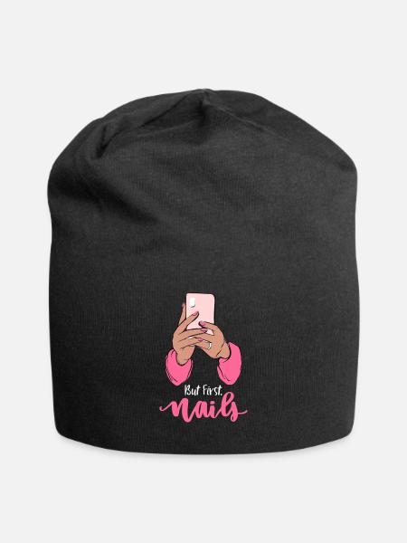 But First Nails - nail design manicure nail salon - Jersey Beanie - black