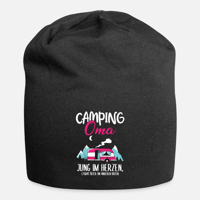 Lustig Wohnwagen Camper Oma Spruch Geschenk - Jersey-Beanie - Schwarz