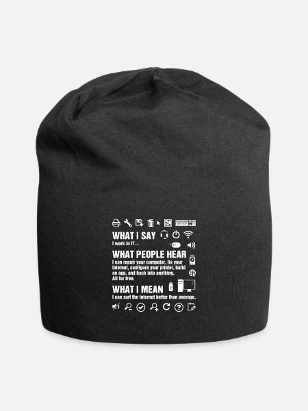 Ich arbeite in der IT Lustiger Computer Whisperer Geek IT Prof. - Jersey-Beanie - Schwarz