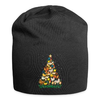 Christmas Chickens Pine Tree Funny Chicken T Shirt - Jersey Beanie - black - Front
