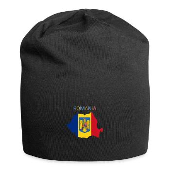 Rumänien Flagge - Kunstdesign - Jersey-Beanie - Schwarz - Vorne