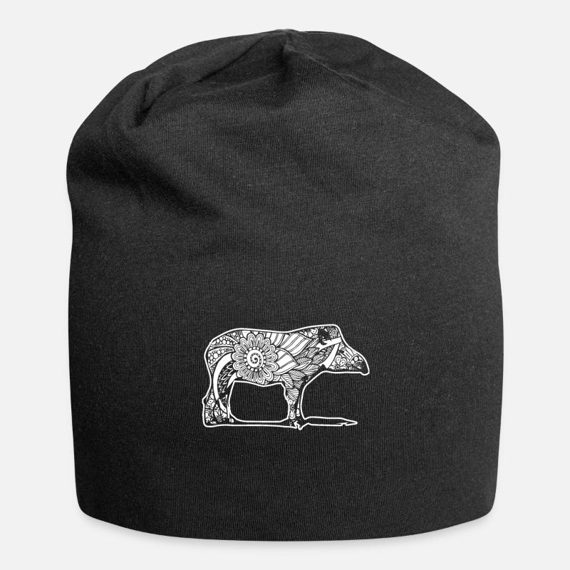 Tapir Tapir Blumenmuster - Jersey-Beanie - Schwarz