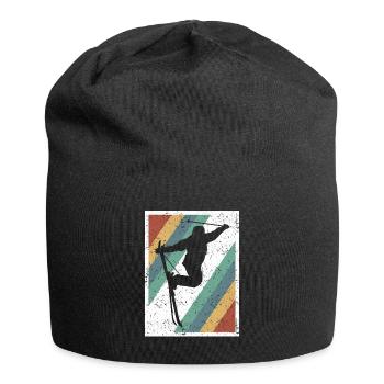 Skier Freestyle Retro Graphic Gift - Jersey Beanie - black - Front