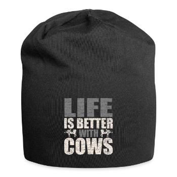 Kuh Liebhaber Kuh Bauer Geschenkidee - Jersey-Beanie - Schwarz - Vorne