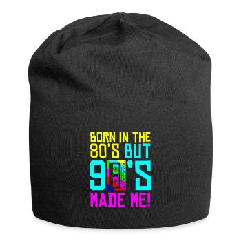Né dans les années 80 mais les années 90 m’ont fait cadeau. J’aime les années 80 - Bonnet en jersey - noir - Devant