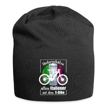 Italiener auf dem E Bike - Italien - Jersey-Beanie - Schwarz - Vorne