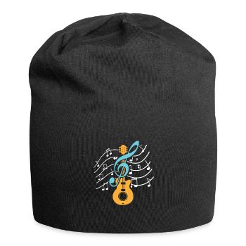 Guitarist treble clef clef guitar - Jersey Beanie - black - Front