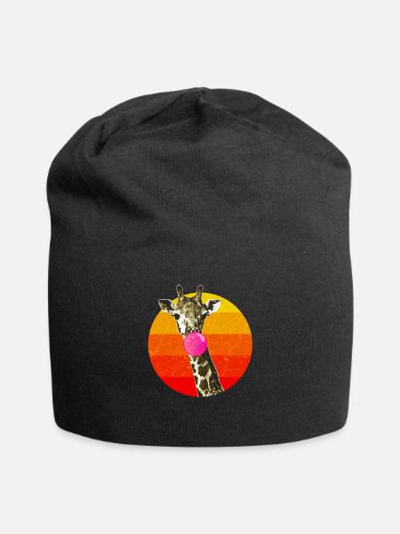 Giraffe Mit Kaugummi Blase Giraffen Tier - Jersey-Beanie - Schwarz