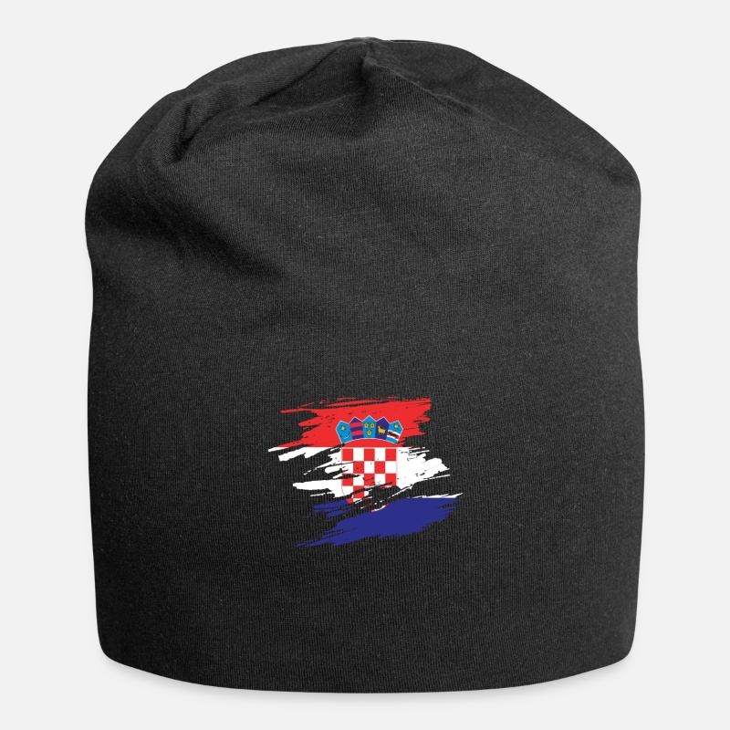 Kroatien - Jersey-Beanie - Schwarz