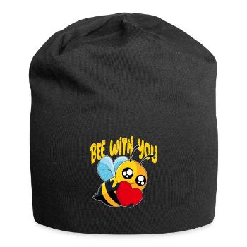 Bee With You - Funny Bees Pun Heart Sweet - Jersey Beanie - black - Front