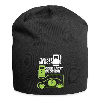Lustiges Elektro Tankstelle Auto Bild mit Spruch. - Jersey-Beanie - Schwarz - Vorne
