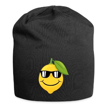Visage de citron drôle avec des lunettes de soleil. - Bonnet en jersey - noir - Devant