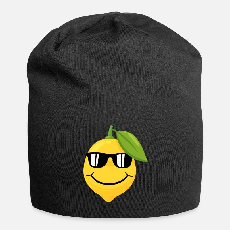 Lustiges Zitronengesicht mit einer Sonnenbrille. - Jersey-Beanie - Schwarz