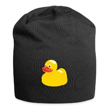 Gelbe Gummiente Spielzeug Ducky - Jersey-Beanie - Schwarz - Vorne