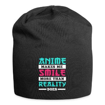 Anime Makes Me Smile Otaku Gift Manga - Jersey Beanie - black - Front