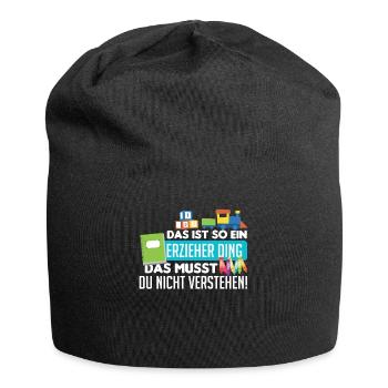 Lustiger Spruch Erzieher - Jersey-Beanie - Schwarz - Vorne
