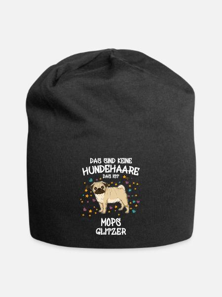 Mops Glitzer Hundehalter Hunde Geschenk - Jersey-Beanie - Schwarz