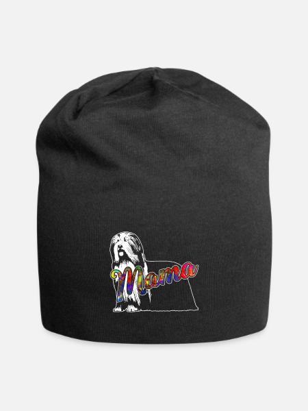 Bearded Collie Bearded Collie Mama - Jersey Beanie - black
