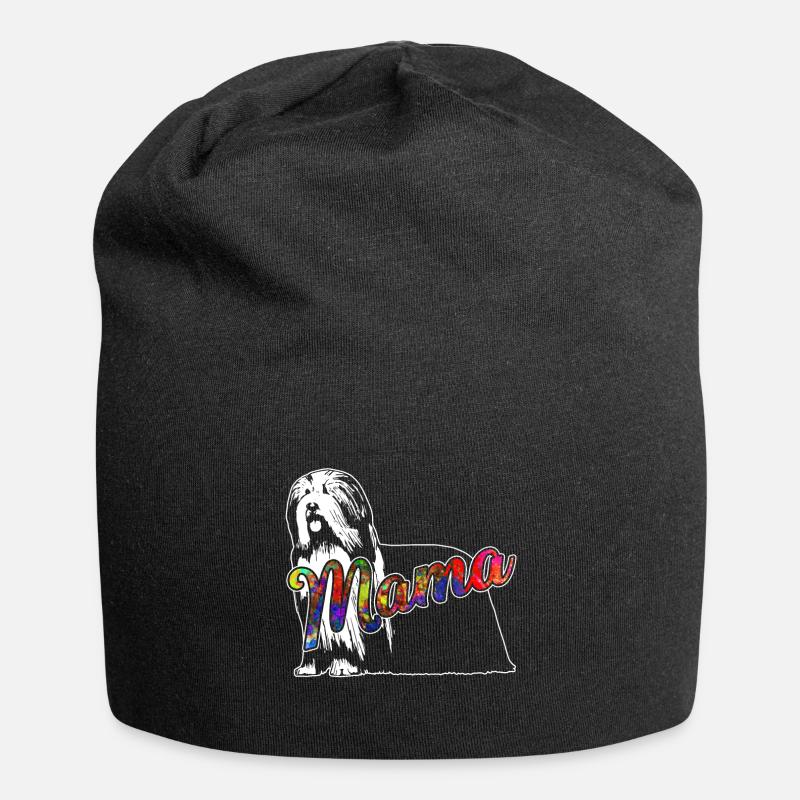 Bearded Collie Bearded Collie Mama - Jersey Beanie - black