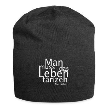 Philosophisches Zitat von Nietzsche. - Jersey-Beanie - Anthrazit - Vorne