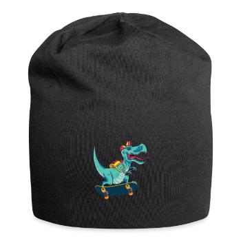 Skateboard dinosaur - Jersey Beanie - black - Front