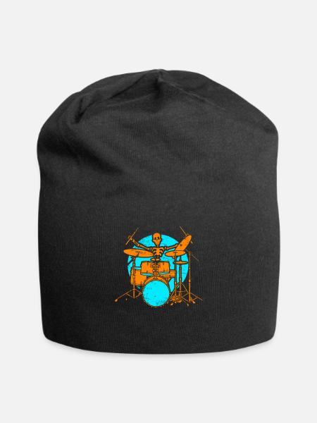 Skelet drummer drums drummers Halloween - Jersey Beanie - black