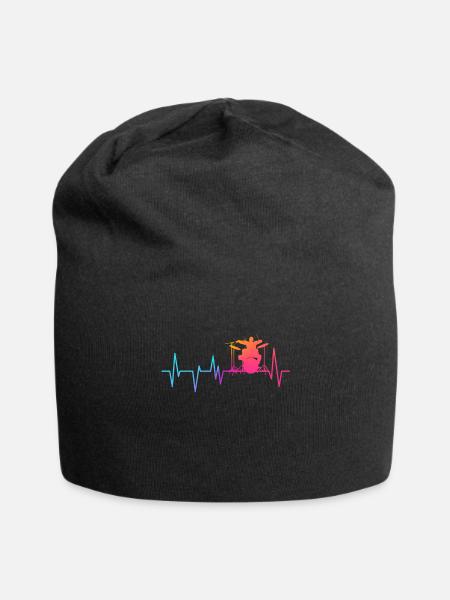 Drummer heartbeat EKG pulse - Jersey Beanie - black
