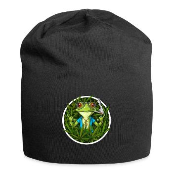 Frosch, der Unkraut raucht - Jersey-Beanie - Schwarz - Vorne