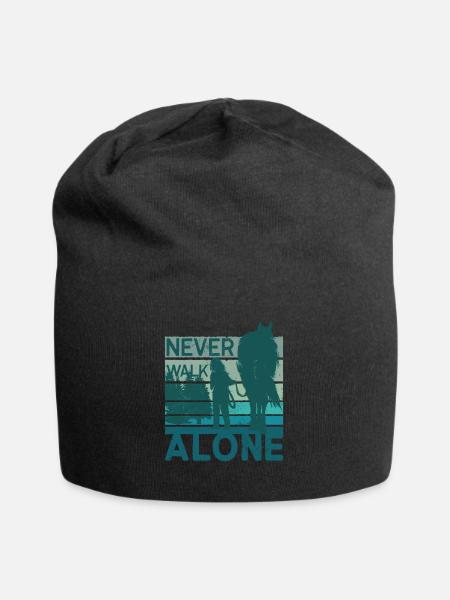 Pferd - Never walk alone - treuer Begleiter - Jersey-Beanie - Schwarz