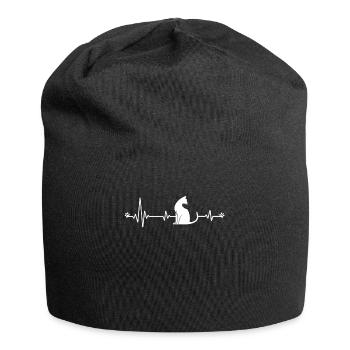 Katzen Herzschlag T-Shirt Geschenk Katze - Jersey-Beanie - Schwarz - Vorne