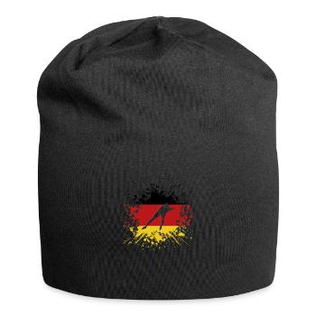 Eisschnelllauf Deutschland DE Eissport Flagge - Jersey-Beanie - Schwarz - Vorne