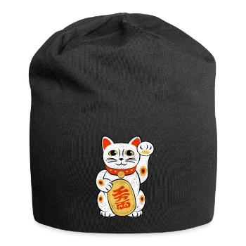 Japan Glückskatze Japanisch Maneki Neko Viel Glück Cha - Jersey-Beanie - Schwarz - Vorne