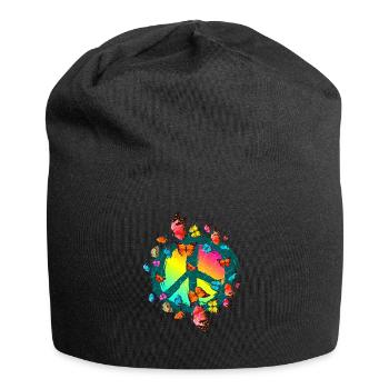 Hippie Schmetterlinge Hippies Flower Power 60s - Jersey-Beanie - Schwarz - Vorne
