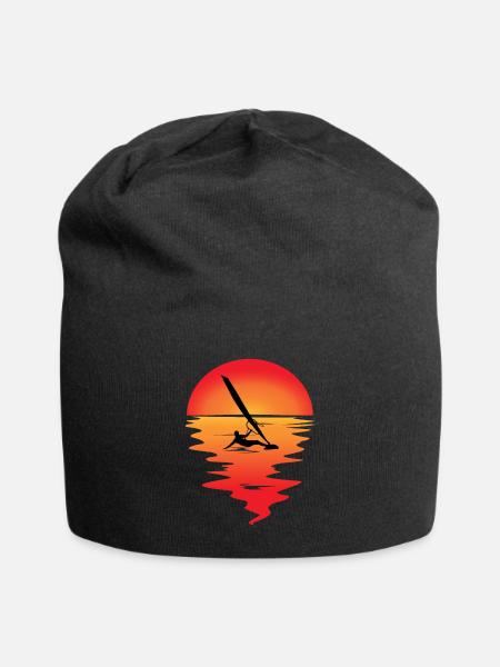 Windsurfer Sunset Windsurfing Windsurfing Gift - Jersey Beanie - black
