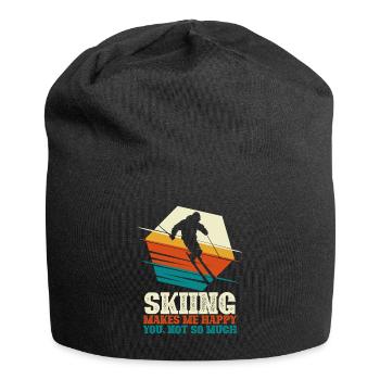 Skiing makes me happy - skier skiing - Jersey Beanie - black - Front