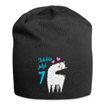 Ich Bin 7 Jahre Alt Lama Alpaka Geburtstag Kinder - Jersey-Beanie - Schwarz - Vorne
