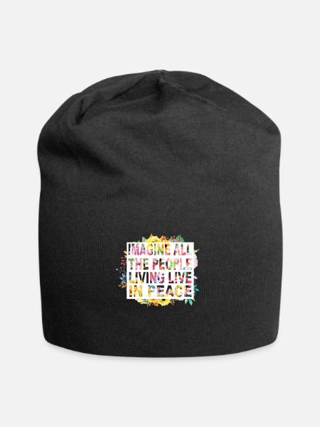 Peace Spruch: Imagine all the people living live.. - Jersey-Beanie - Schwarz