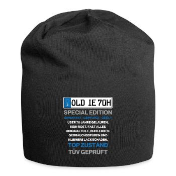 Oldie Kennzeichen 70. Geburtstag Geschenkidee - Jersey-Beanie - Schwarz - Vorne