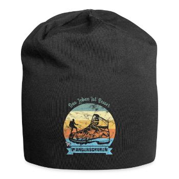 Das Leben ist besser in Wanderschuhen - Jersey-Beanie - Schwarz - Vorne