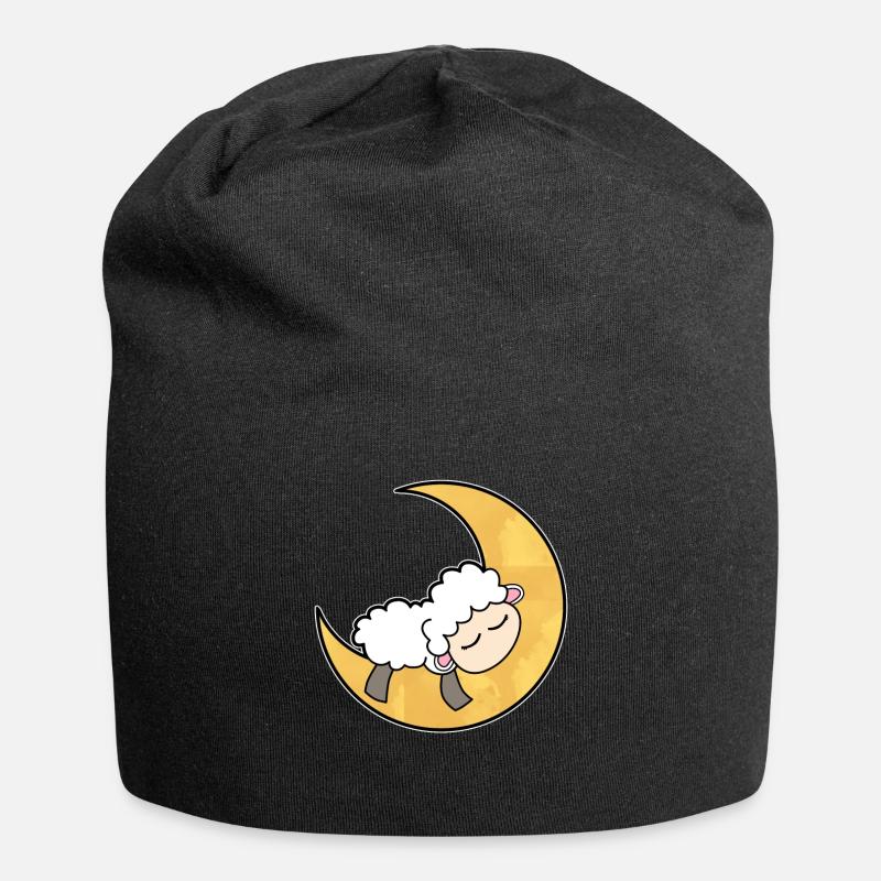 Schaf Mond Schlafen Niedlich - Jersey-Beanie - Schwarz