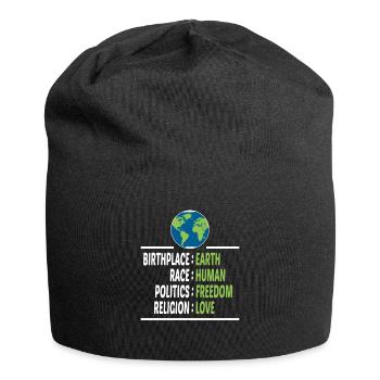 Lieu de naissance Terre Race Liberté humaine Religion Amour - Bonnet en jersey - noir - Devant