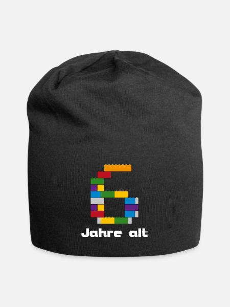 6 Jahre Alt Kinder Geburtstag Geschenk Bausteine - Jersey-Beanie - Schwarz