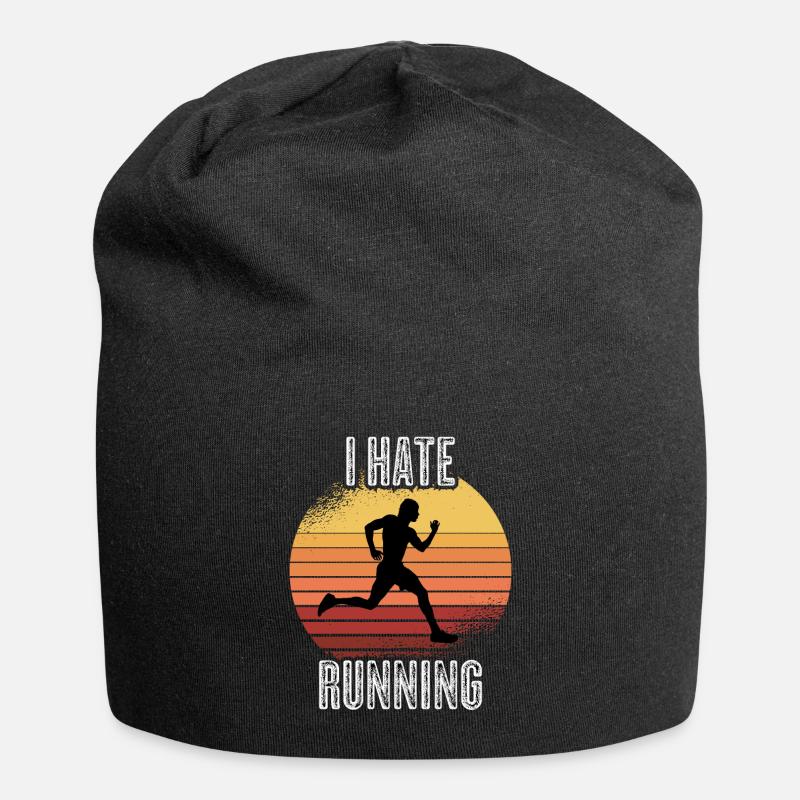 Running runner marathon gift funny - Jersey Beanie - black