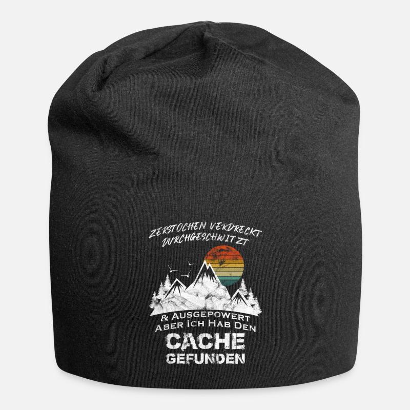 Geocaching - Zerstochen verdreckt durchgeschwitzt - Jersey-Beanie - Schwarz