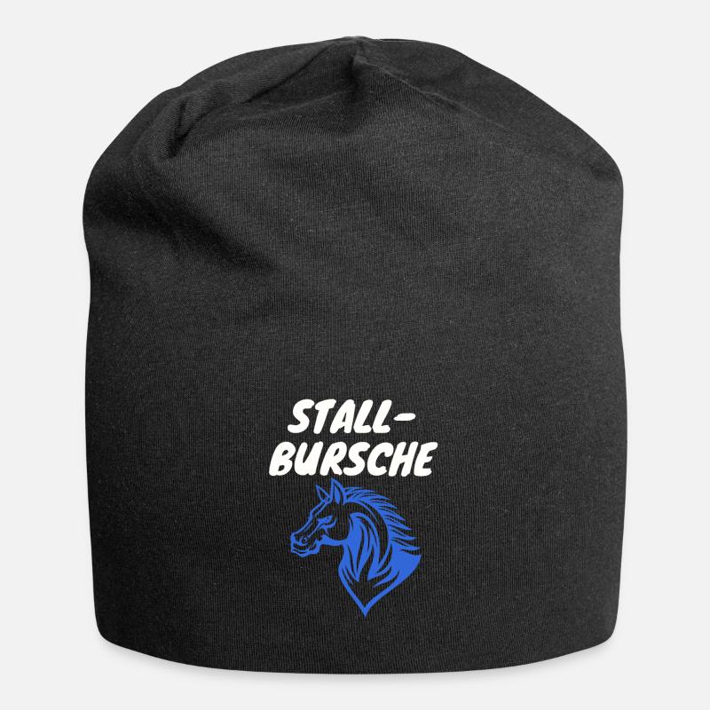 Kinder und Jungen Pferde-Design Stallbursche - Jersey-Beanie - Schwarz