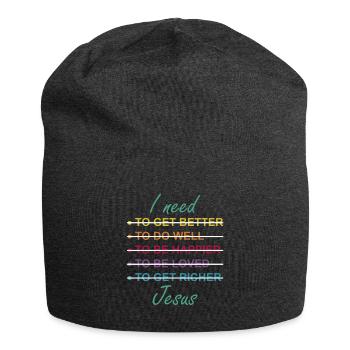 I need jesus - Jersey Beanie - charcoal grey - Front