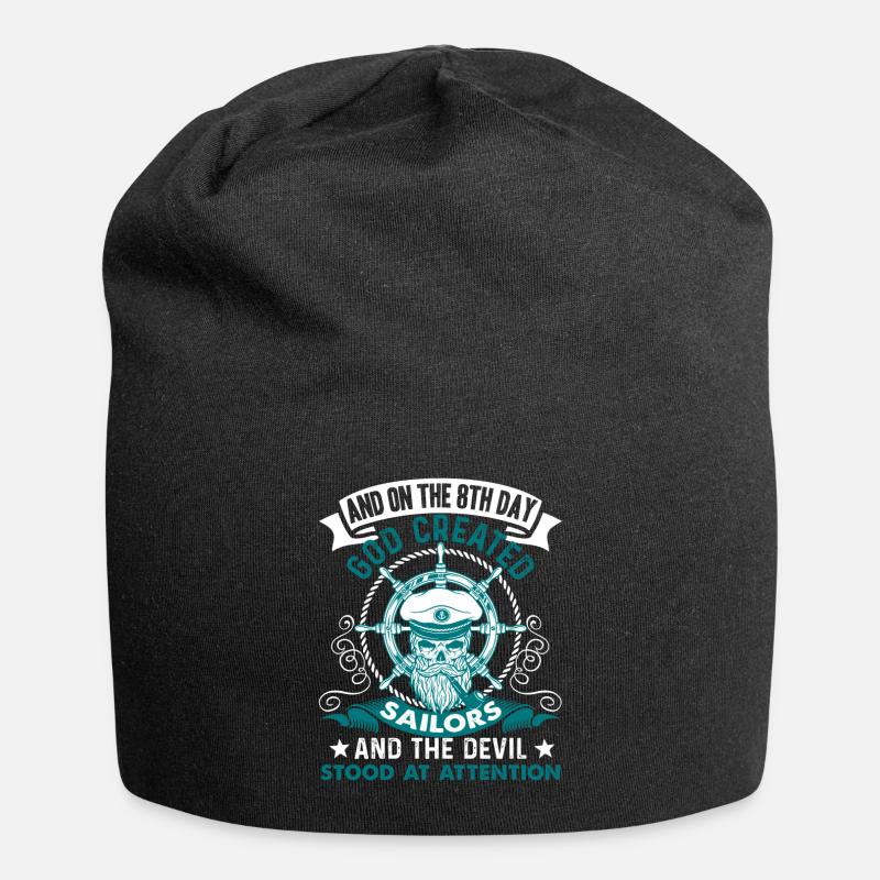 Am 8. Tag schuf Gott den Seemann - Jersey-Beanie - Schwarz